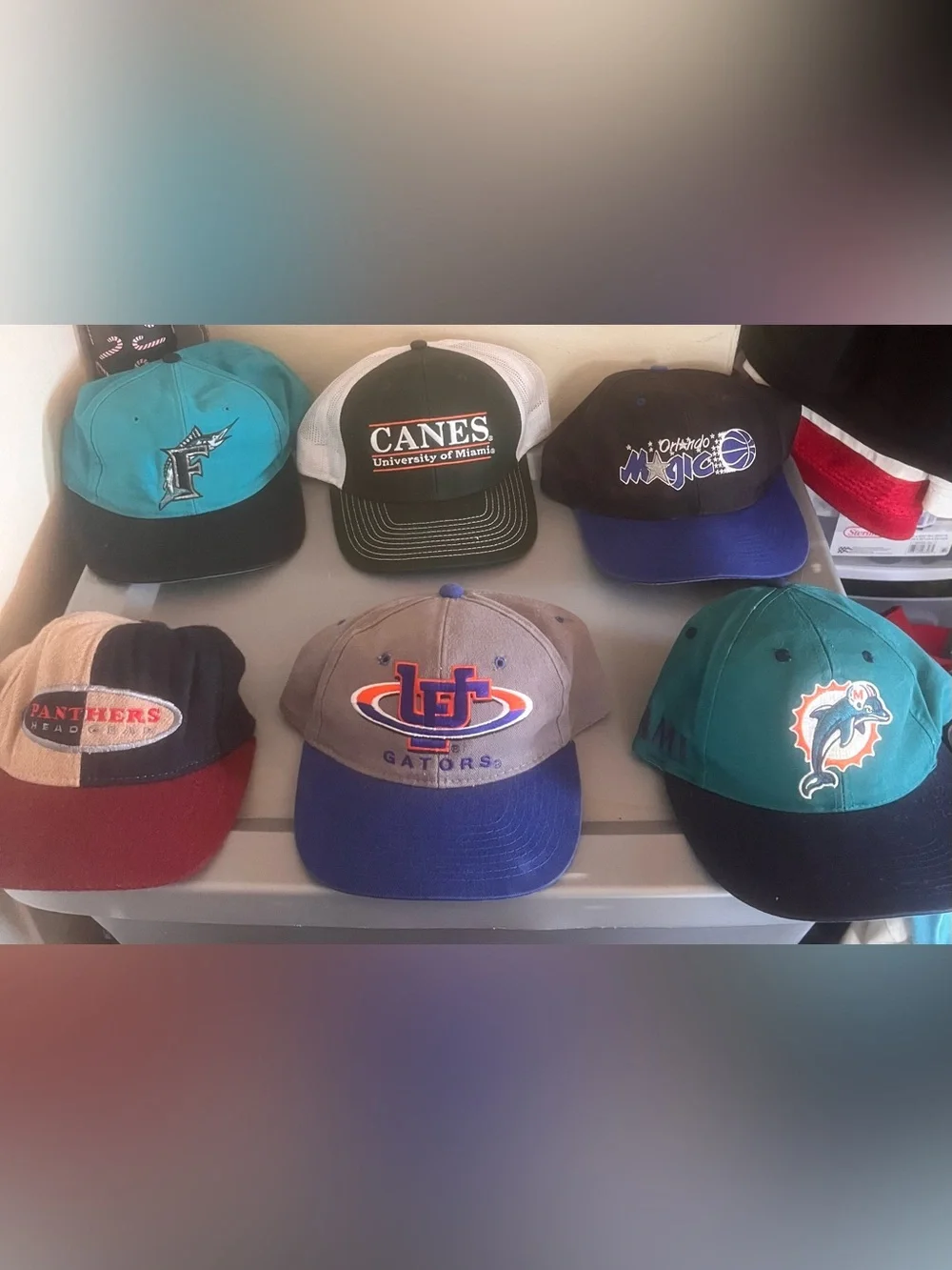 6 vintage hat snapback bundle miami orlando florida dolphins gators marlins